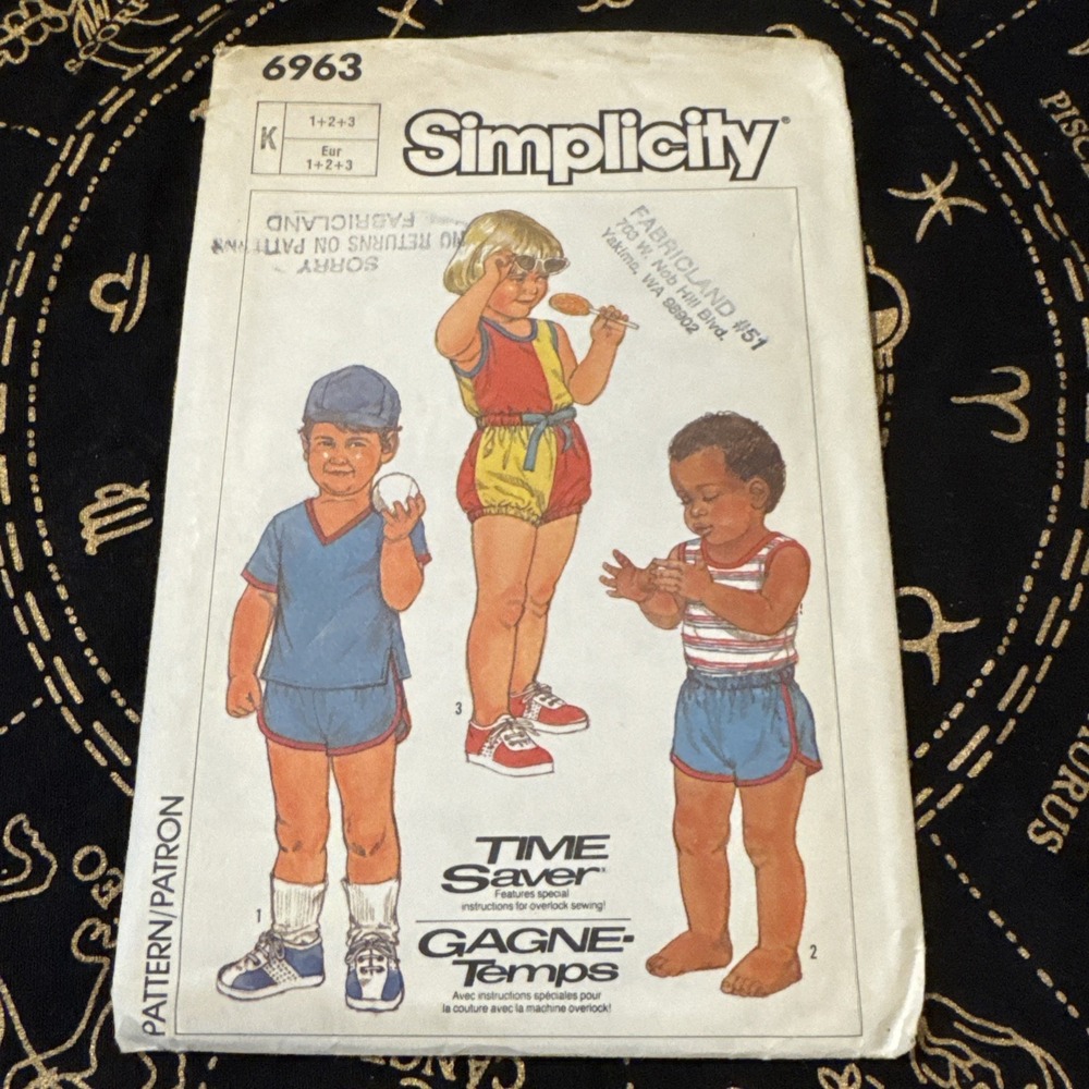 Toddler Romper Pullover Top Shorts Pattern Simplicity 6963 2 3 4 1985 VTG